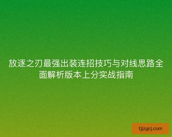 放逐之刃最强出装连招技巧与对线思路全面解析版本上分实战指南