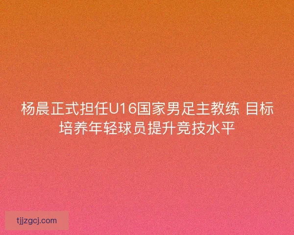 杨晨正式担任U16国家男足主教练 目标培养年轻球员提升竞技水平