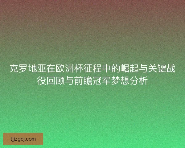克罗地亚在欧洲杯征程中的崛起与关键战役回顾与前瞻冠军梦想分析