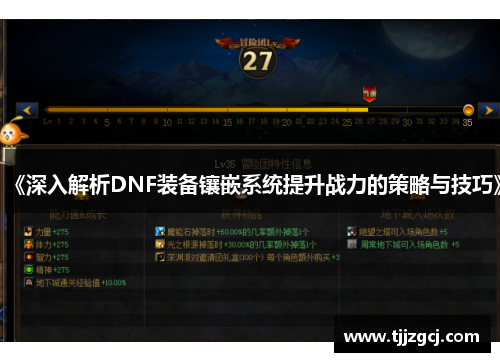 《深入解析DNF装备镶嵌系统提升战力的策略与技巧》